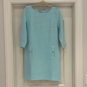 Lilly Pulitzer Aqua and White Striped Dress